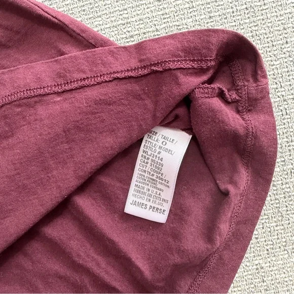 James Perse Burgundy T Shirt- 100% Cotton - Picture 5 of 7